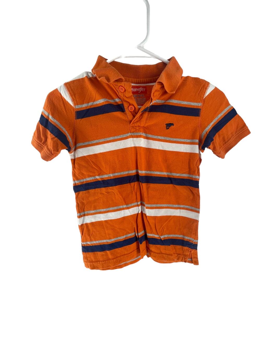 Wrangler Boys Orange Striped Short Sleeve Collared Polo Shirt Youth Small 6/7